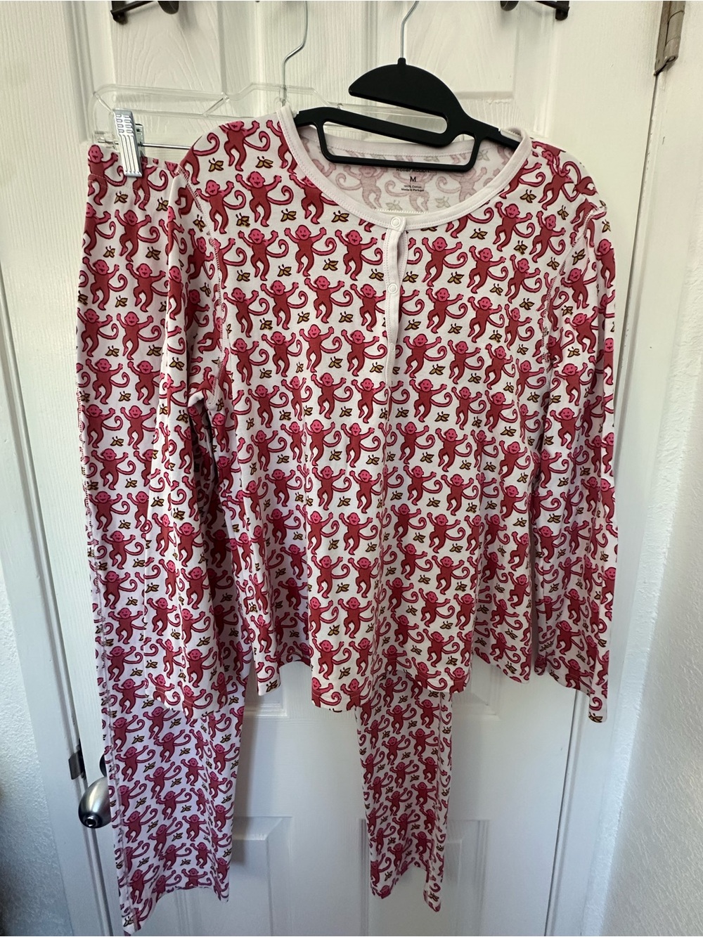 Roller Rabbit Two Piece Pajama Set- Size Medium- Monkeys